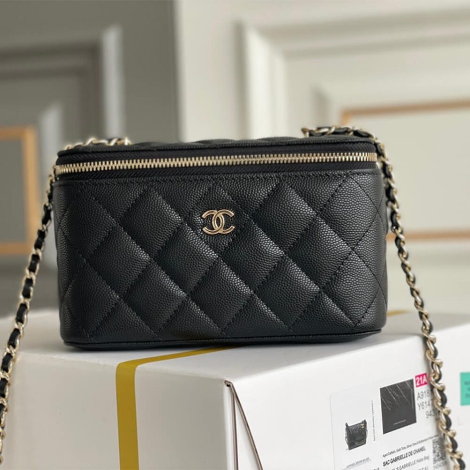 Ch*el long box cosmetic bag
