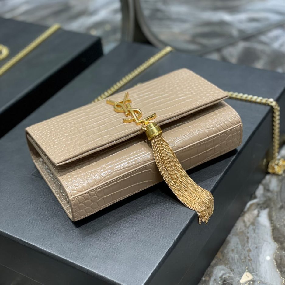 YSL KATE EMBOSSED SHOULDER BAG
