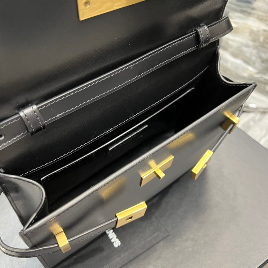 MANHATTAN SMALL SHOULDER BAG IN BOX SAINT LAURENT LEATHER