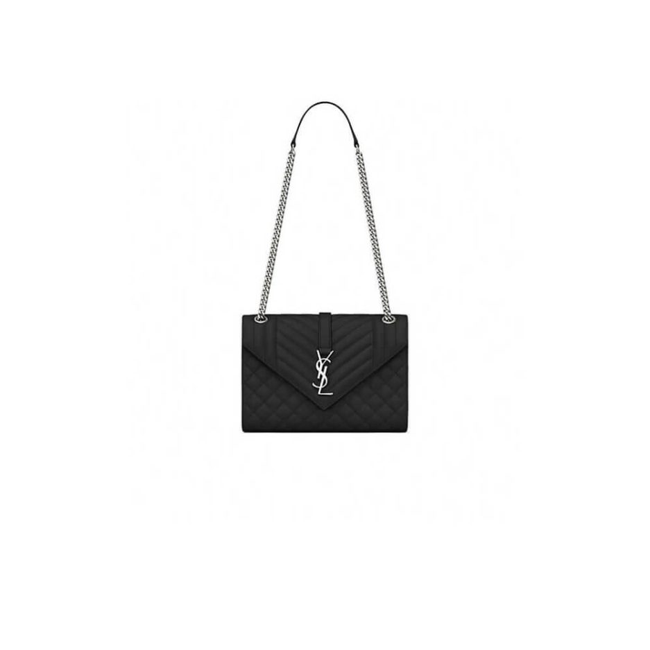 YSL ENVELOPE MEDIUM IN QUILTED GRAIN DE POUDRE EMBOSSED LEATHER