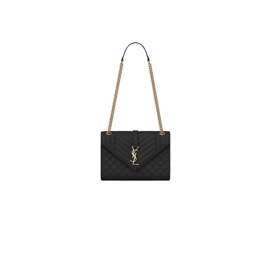 YSL ENVELOPE MEDIUM IN QUILTED GRAIN DE POUDRE EMBOSSED LEATHER