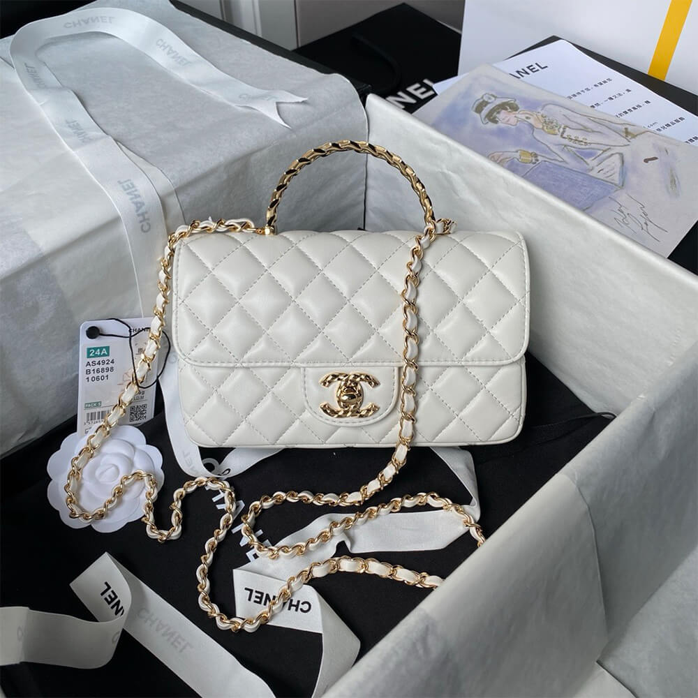 Ch*el mini flap bag with top handle
