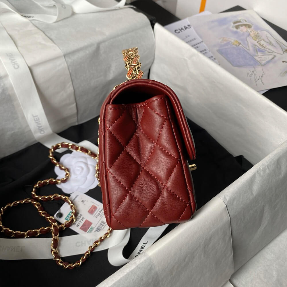 Ch*el mini flap bag with top handle