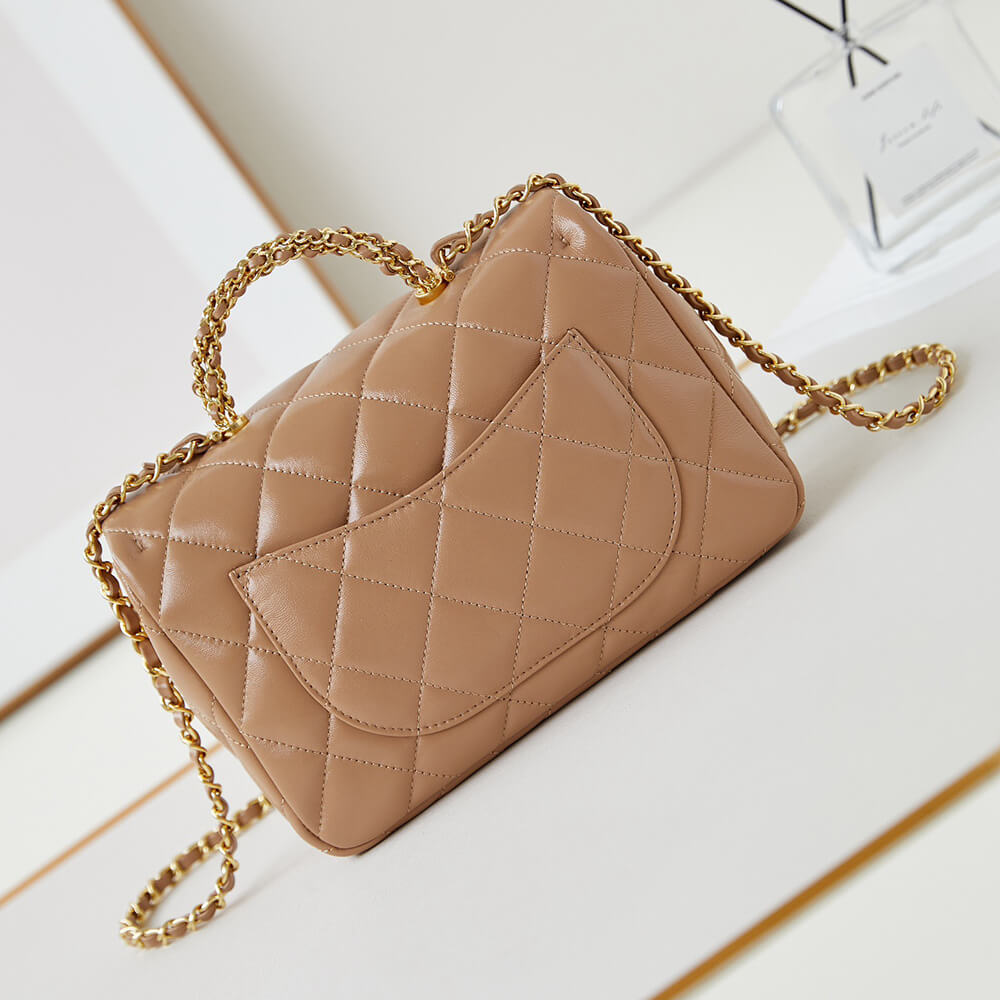 Ch*el flap bag with top handle