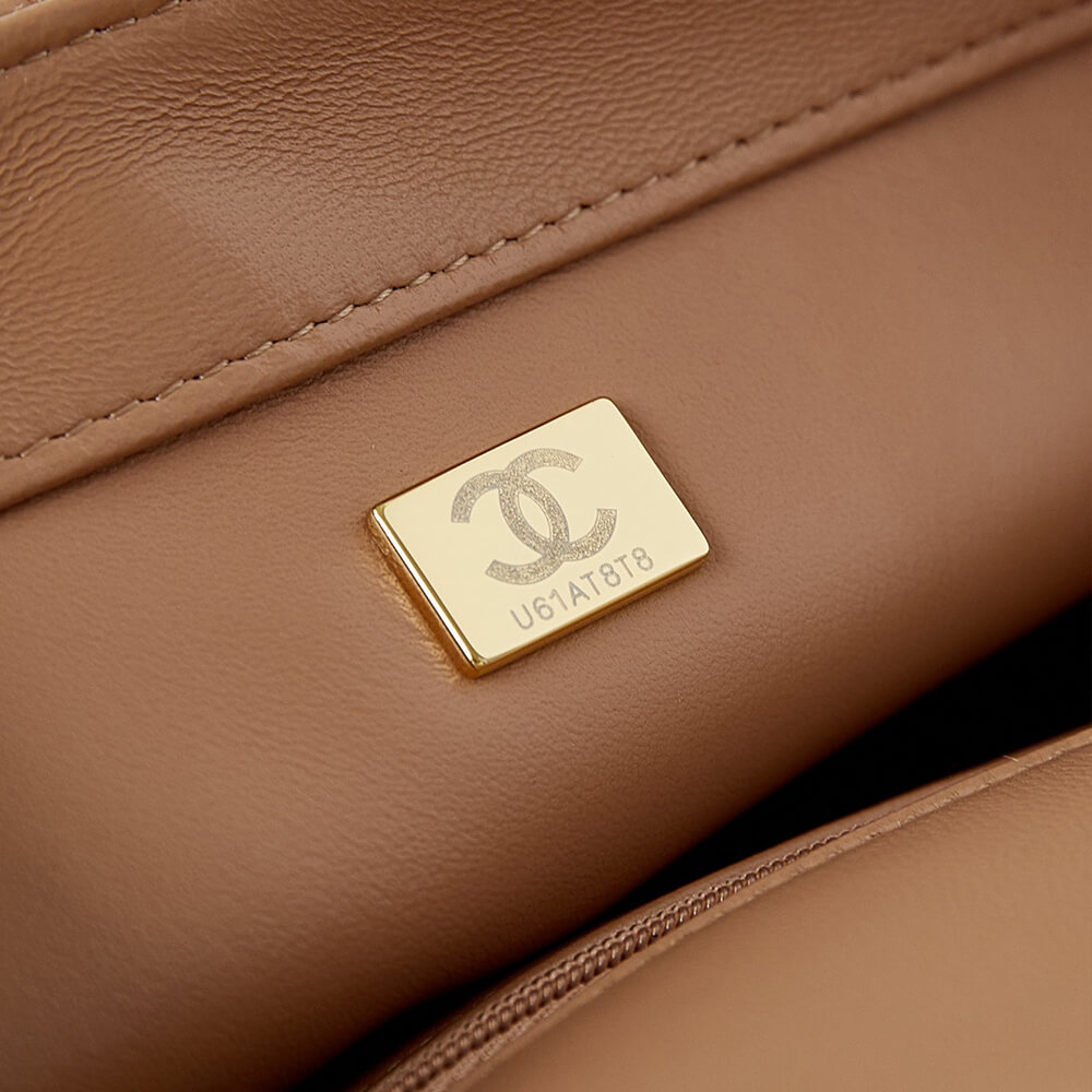 Ch*el flap bag with top handle