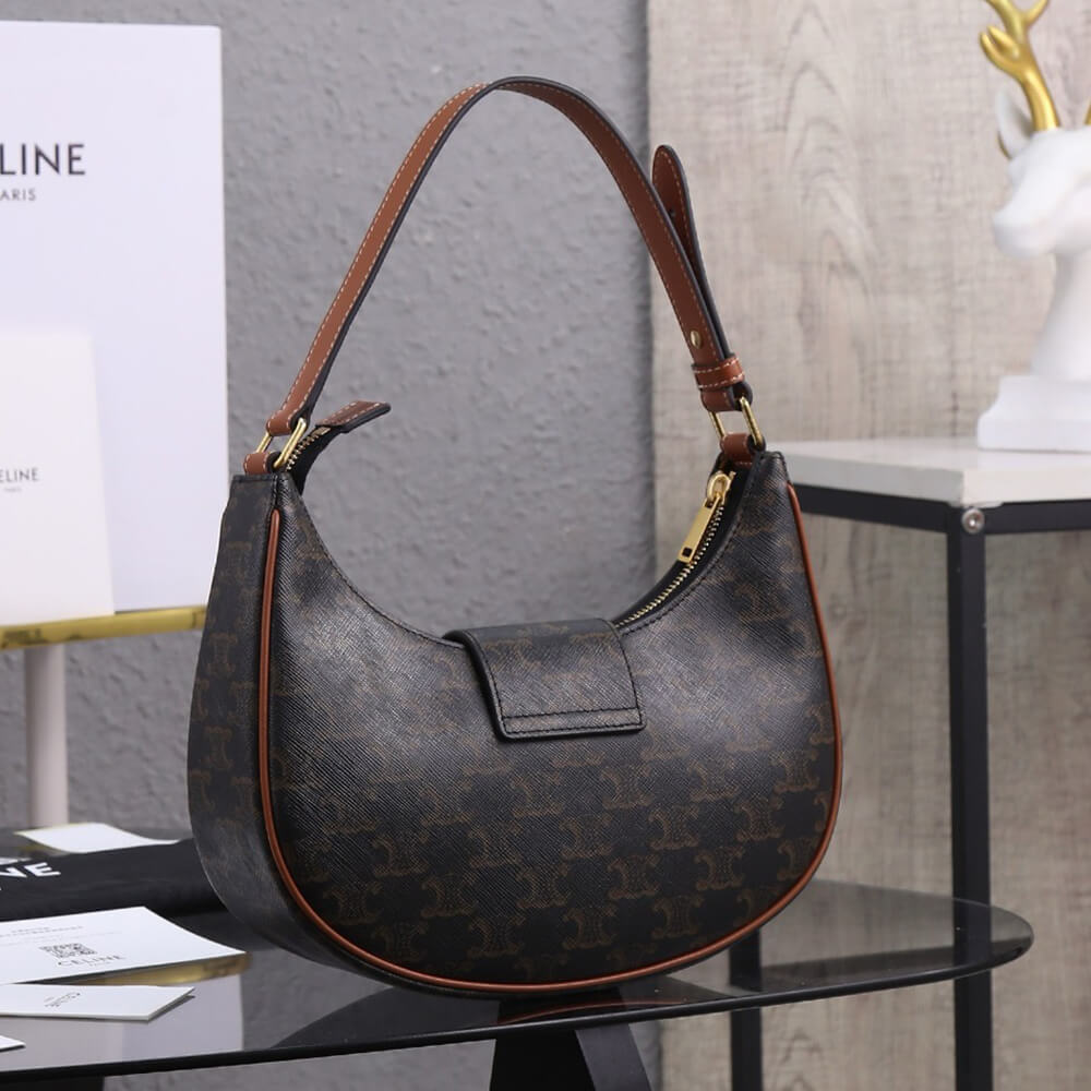 Ce**e medium ava triomphe bag in triomphe canvas and calfskin